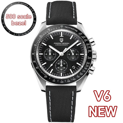 PAGANI DESIGN 2026 New Meteorite pattern dial Luxury Quartz Watch For Men Speed Sport Chronograph AR Sapphire crystal Wristwatch