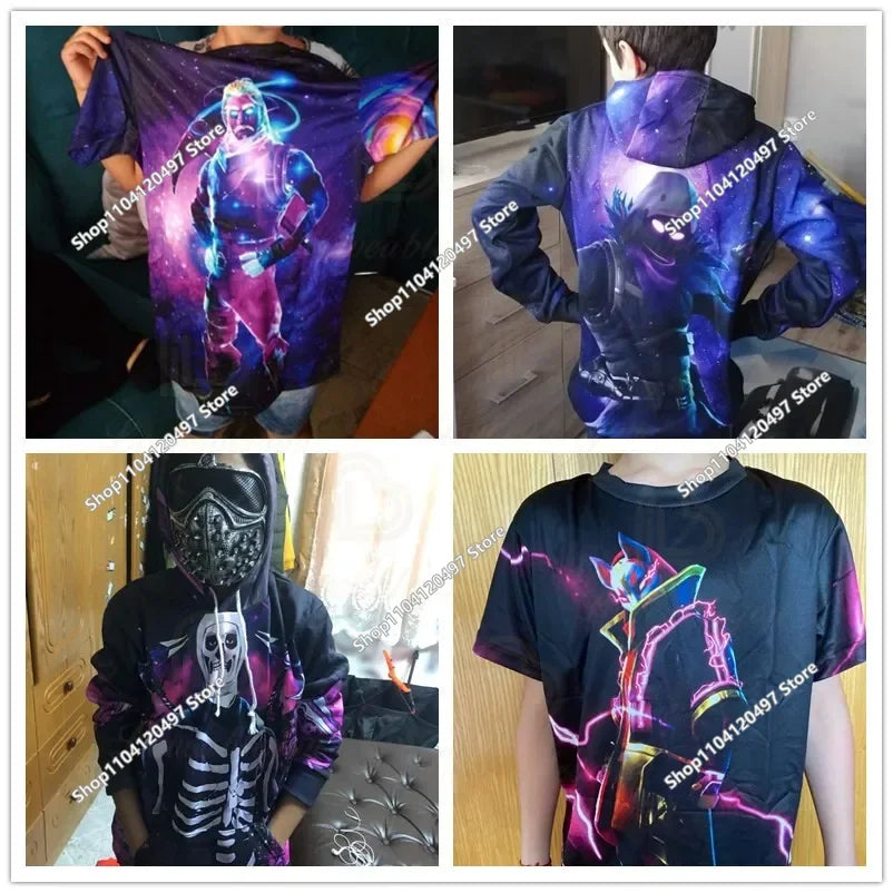 Children's Fortnite 2024 Sweatshirt 3D Digital Printed Hoodie Men's and Women's Pullover Jacket Long Sleeve Children's Gift