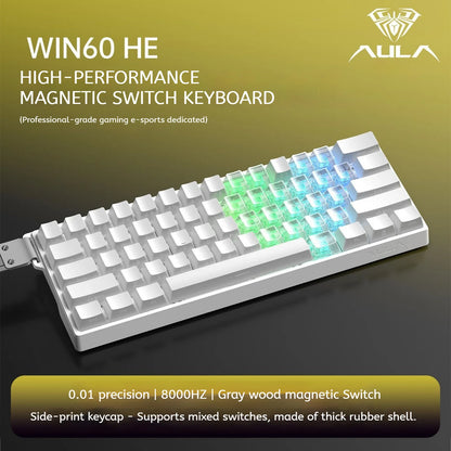 AULA WIN60 HE Magnetic Keyboard Wired Trigger 8K Return Esports Gamer Customize RGB Mechanical Gaming Keyboard