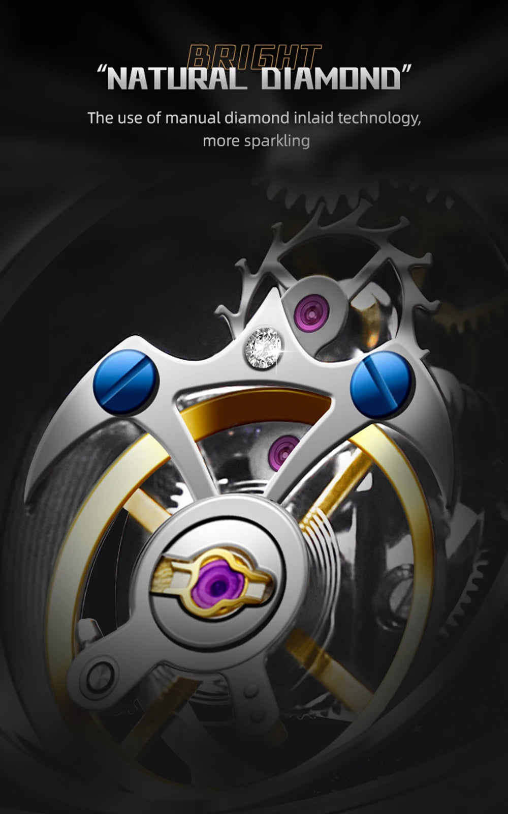 AESOP Mens Mechanical Wristwatches Flying Tourbillon Movement Skeleton Watch for Men Man Luxury Clocks Real Tourbillon Watch