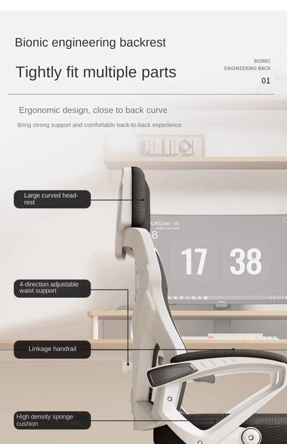 Ergonomic Reclining Seat, Comfortable Office Chair, Household Computer Chair, Student Dormitory, Gaming Chair with Footrest