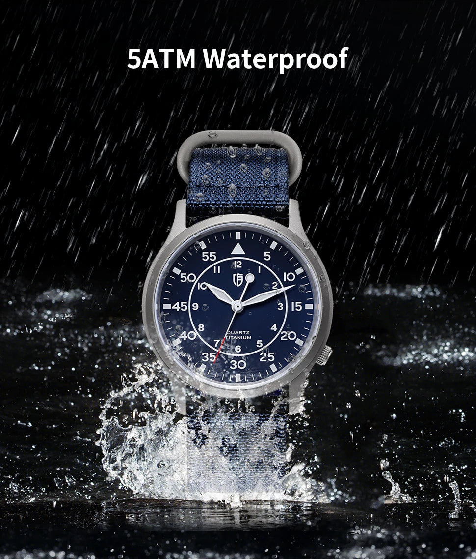 BERNY Titanium Watch For Men AR Coating Sapphire Fashion Wristwatch Luminous VH31 Ultra-thin Quartz Watch Waterproof 5ATM Watch