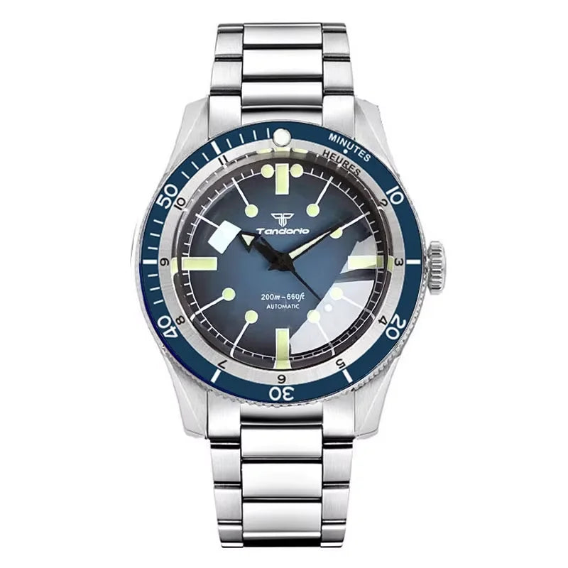 200M Water Resistant Mechanical Wristwatch Miyota 8215 Domed Sapphire Glass 120 clicks Bezel Steel Band Luminous Marks
