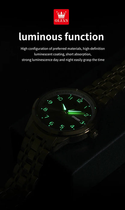 OLEVS Original Men's Fully Automatic Mechanical Watch Stainless Steel Calendar Week Men's Luminous Waterproof Business Watch