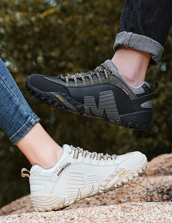 Scarpe da alpinismo da uomo in vera pelle per sport all'aria aperta, antiscivolo, da alpinismo ed escursionismo, scarpe traspiranti da turismo