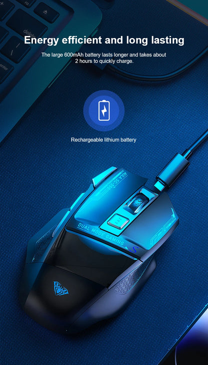 AULA SC550 žaidimų pelė, 2.4G belaidė makro pelė su RGB apšvietimu, ergonomiško dizaino e. sporto pelė, PC priedai