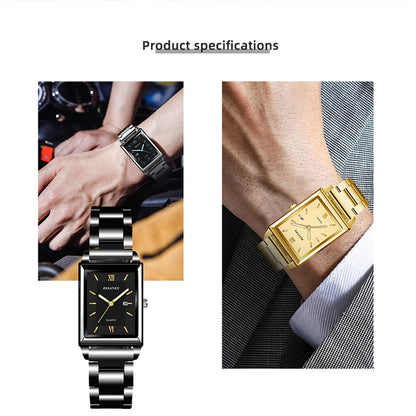 Fashion Watches for Men Luxury Rectangle Stainless Steel Men's Quartz Wristwatch Business Man Watch Clock Gift relogio masculino
