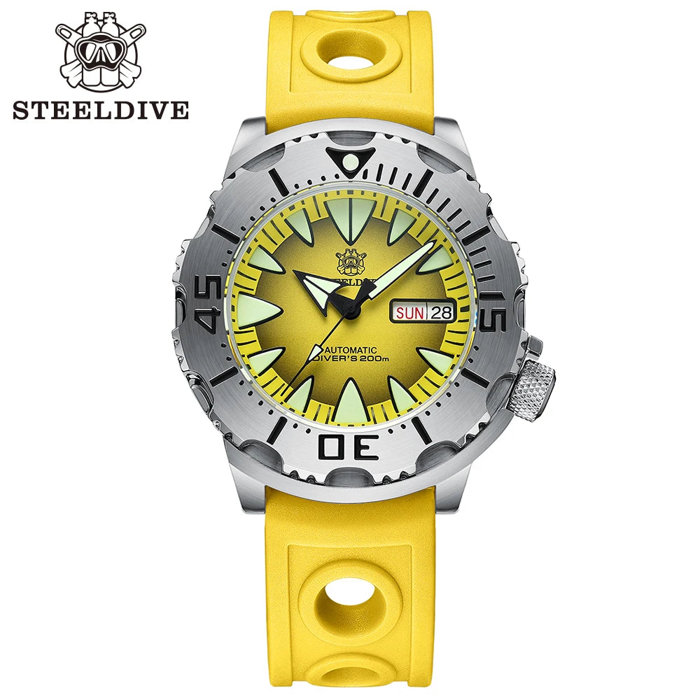 STEELDIVE SD1984 Monster Steel Strap Mechanical Watch NH36 Movt Sapphire Crystal 200M Waterproof Swiss Super Luminous Wristwatch