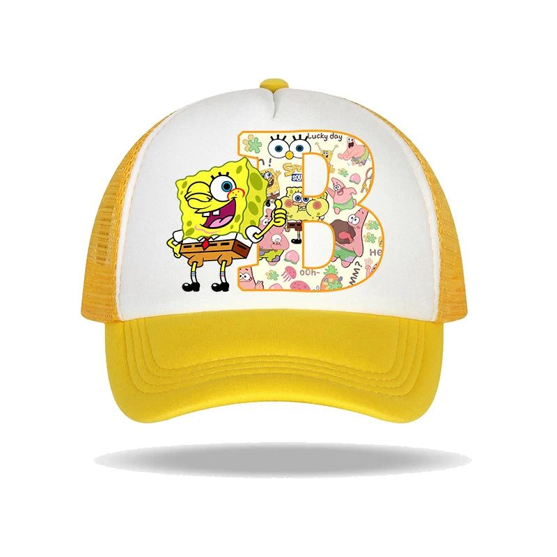 Casquette de baseball Bob l'éponge pour enfants et adultes, imprimé lettres, chapeaux de soleil, anime, dessin animé, casquettes à visière réglable, chapeau décontracté d'été, nouveauté