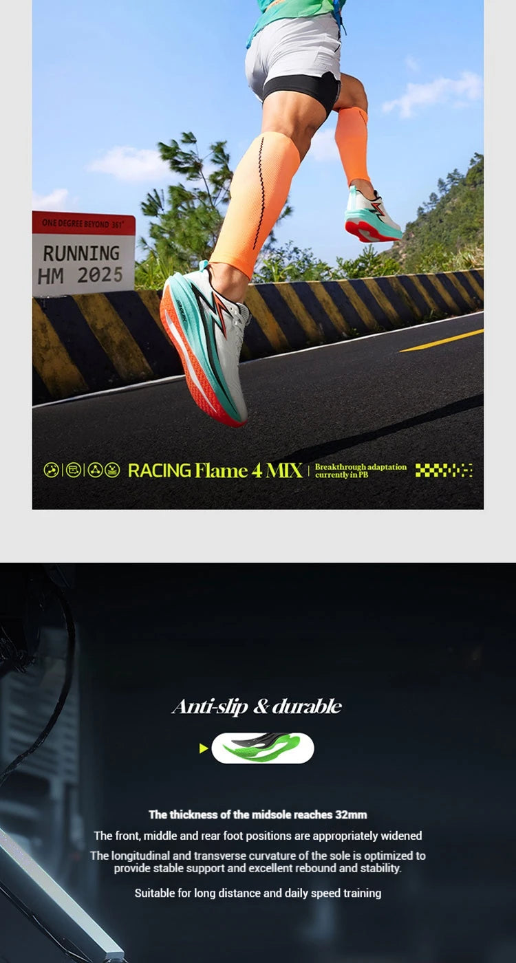361 Degrees Flame 4.0 MIX Herren-Laufschuhe mit Carbonplatte, für Wettkämpfe und Marathon, stabiler Rückprall, verschleißfest, Herren-Sneaker 672512204