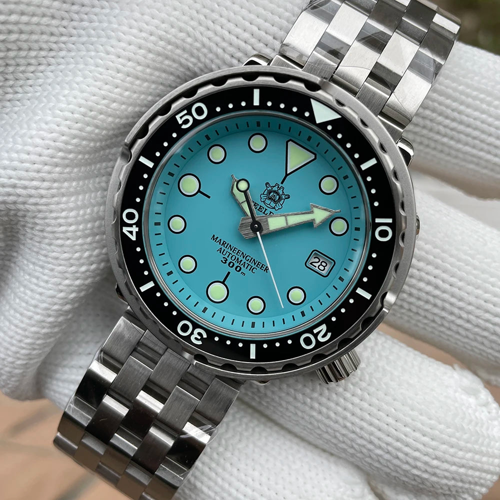 STEELDIVE SD1975 Mens Automatic Watches Men Dive Watch 300m Waterproof Mechanical Wristwatch C3 Luminous Clock Sapphire Mirror