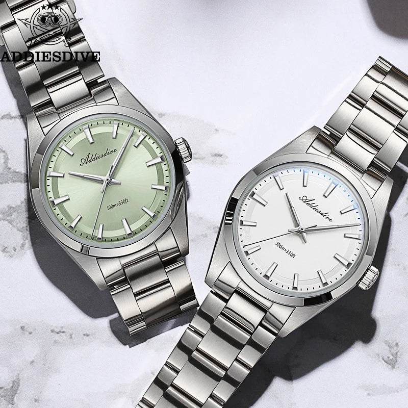 ADDIESDIVE 2024 New AD2066 Men's Watches Bubble Mirror Pot Cover Glass Stainless Steel Waterproof  Quartz Watch Man reloj hombre