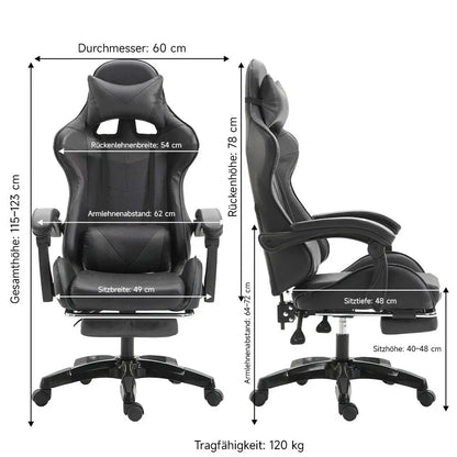 Ergonomic Gaming Chair, Office Chair, Height Adjustable, PU Leather Computer Chair, with Headrest and Lumbar Support, 360° Swivel