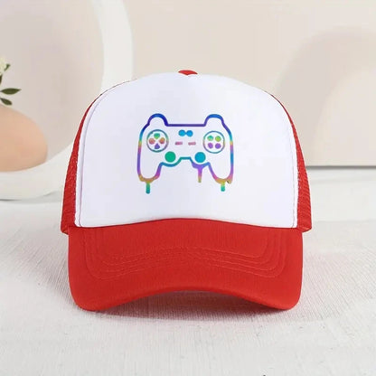 1 Stück Kinder-Baseballkappe mit Sonnenschutz und Gamepad-Muster für Spiele im Freien – lustiger Aufdruck