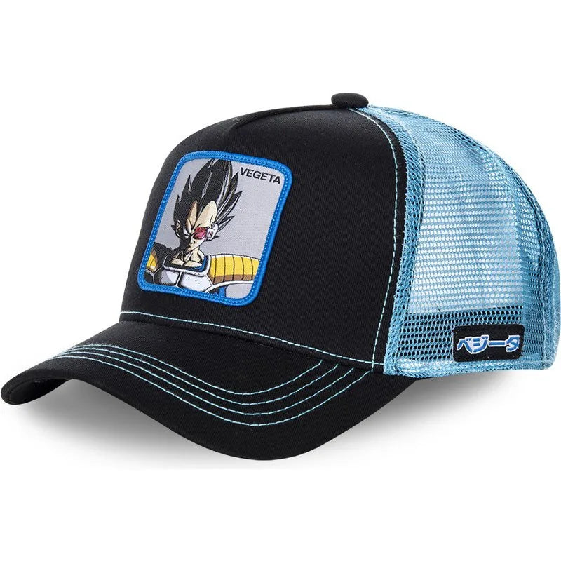 Dragon Ball Son Goku-Kappe, Sommer-Reisekappe mit Schirm, Herren-Kappe mit Stickerei, im Hip-Hop-Stil, Sonnenvisier, verstellbare Trucker-Kappe aus Netzstoff