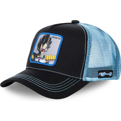 Dragon Ball Son Goku-Kappe, Sommer-Reisekappe mit Schirm, Herren-Kappe mit Stickerei, im Hip-Hop-Stil, Sonnenvisier, verstellbare Trucker-Kappe aus Netzstoff