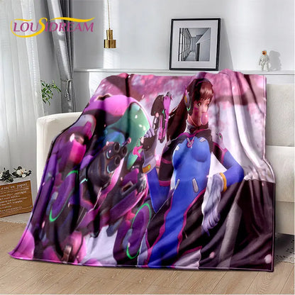 Меко плюшено одеяло Overwatch Game Gamer DVA Reaper, фланелено одеяло за хол, спалня, легло, диван, пикник, дете, 3D