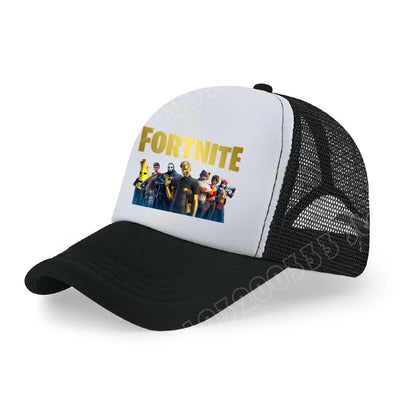 Fortnite-baseballkasket med tegneserieagtigt spilprint til børn, åndbar mesh-sommerkasket med justerbar skygge, fødselsdagsgave til børn