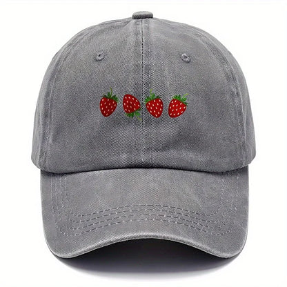 Strawberry printed baseball cap with adjustable sunshade, fashionable duckbill cap for both men and women, soft top design
