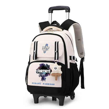 Fortnite Student Rolling Backpack Large Capacity Waterproof Lightweight Design Minimalist Laptop School Bag Casual Travel Bag