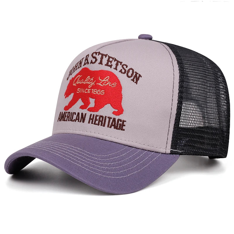 Kreative neue Baseballkappe STETSON Red Bear Truck-Kappe Outdoor-Sport-Sonnenkappe Street-Hip-Hop-Kappe Alltags-Pendler-Netzkappe
