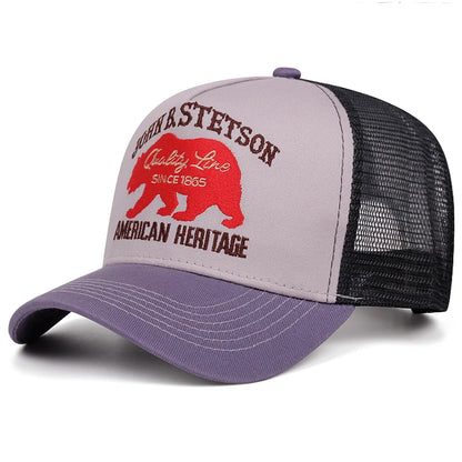 Kreative neue Baseballkappe STETSON Red Bear Truck-Kappe Outdoor-Sport-Sonnenkappe Street-Hip-Hop-Kappe Alltags-Pendler-Netzkappe