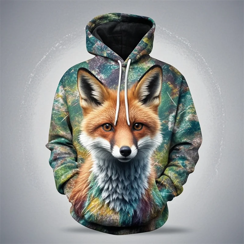 Autumn Fox Animal Graphic 3D Print Hoodies Women Men Fashion Long Sleeve Hooded Sweatshirts Streetwear Pullovers Female Clothing