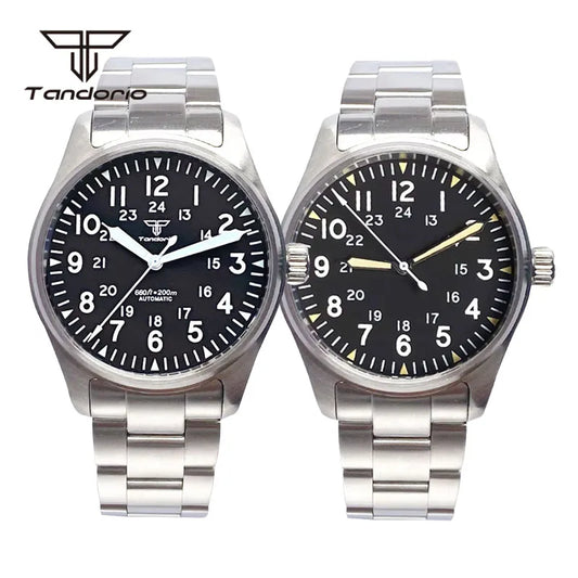 Tandorio 39mm Diving Pilot Automatic Watch for Men NH35/PT5000/Miyota8215 Movement AR Sapphire Crystal 20BAR Waterproof Luminous