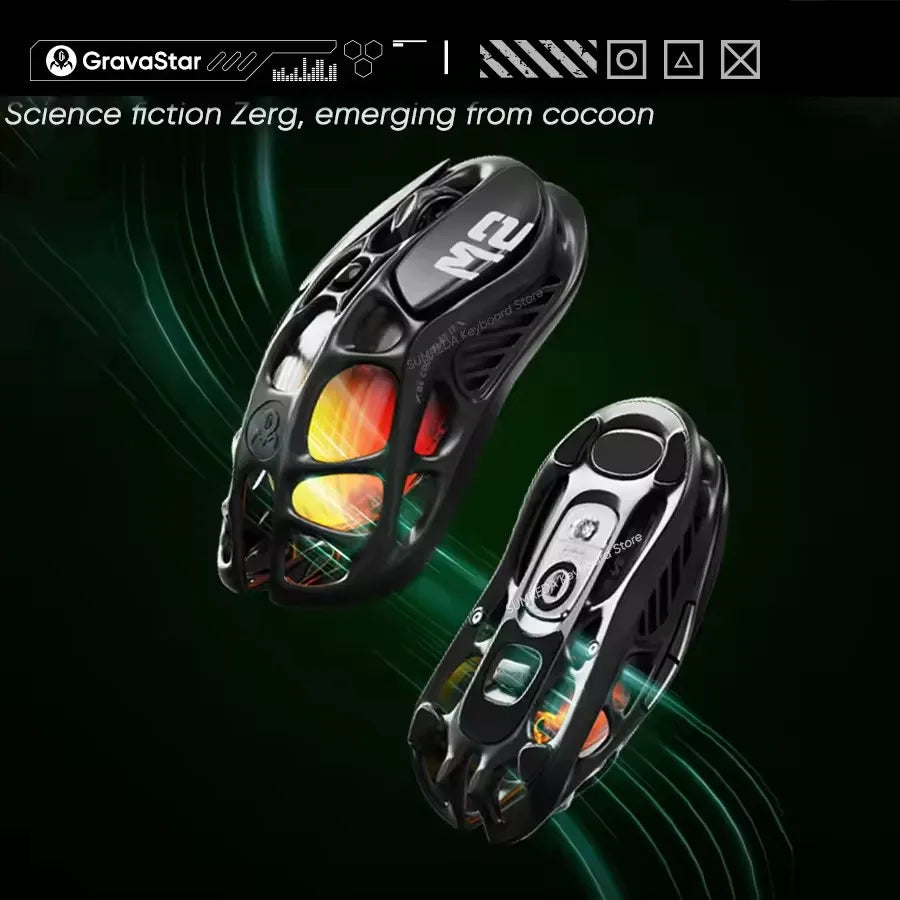 GravaStar M2 Wireless Gaming Mouse PAW3395 26,000 DPI, Magnesium Alloy Tri-Mode Bluetooth, 2.4GHz & Wired RGB Gaming Mouse