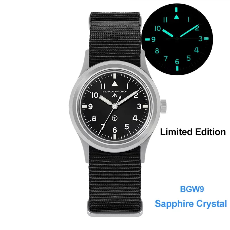 Militado ML14 Limited Edition Quartz Watch VH31 Sweep Second Quartz Movement Watch Sapphire Crystal BGW9 C3 Luminous Men's Watch