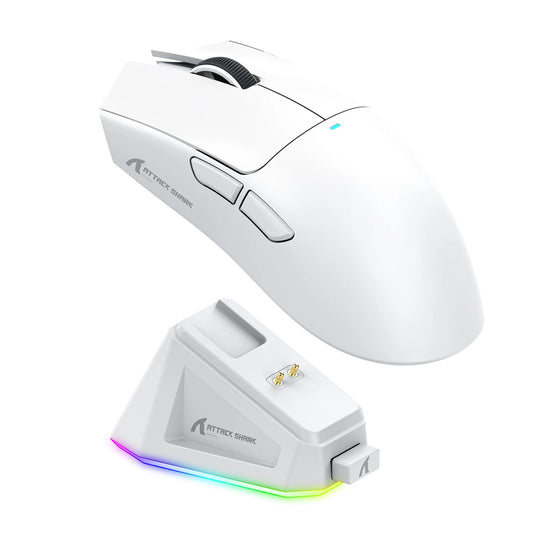 Attack Shark X11 Tri-Mode Bluetooth Wireless Gaming Mouse with Charging Dock, RGB Lightweight Ergonomic Mouse, 22000 DPI PAW3311 for PC & Laptop