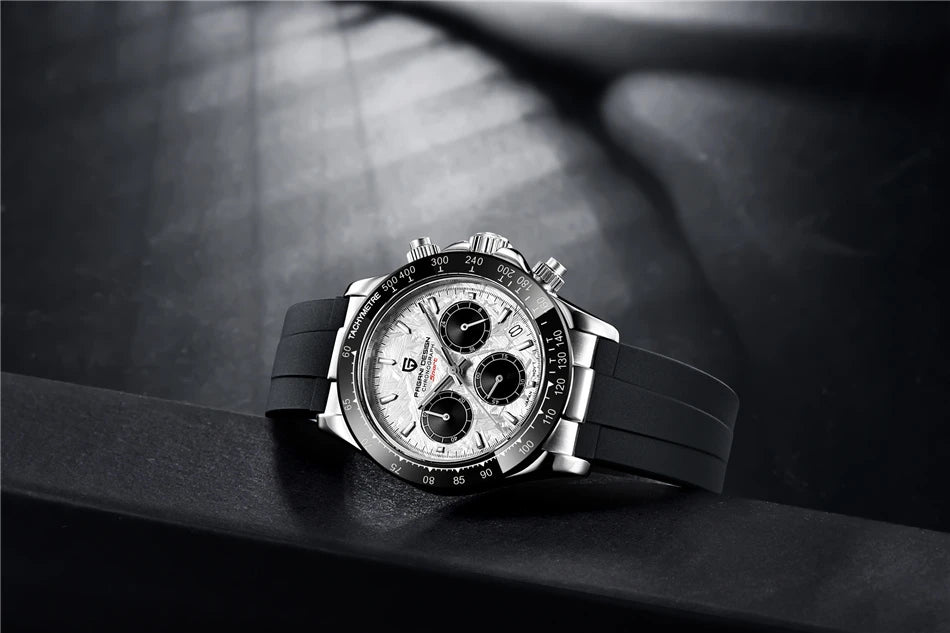 PAGANI DESIGN V2 40MM Relógio masculino de quartzo com mostrador meteorito, safira, cronógrafo retro, impermeável para homem