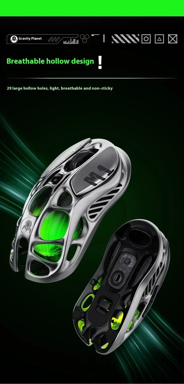 GravaStar M2 Wireless Gaming Mouse PAW3395 26,000 DPI, Magnesium Alloy Tri-Mode Bluetooth, 2.4GHz & Wired RGB Gaming Mouse