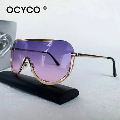 2026 Oversized Metal Rimless Integrated Windproof Sunglasses For Women Trends Y2k Luxury Brand Design Sun Glasses Unisex UV400
