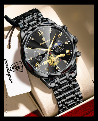 POEDAGAR Luxury Fashion Men Clock Waterproof Luminous Chronograph Male Watch Stainless Steel Quartz Business Men's Watches Reloj