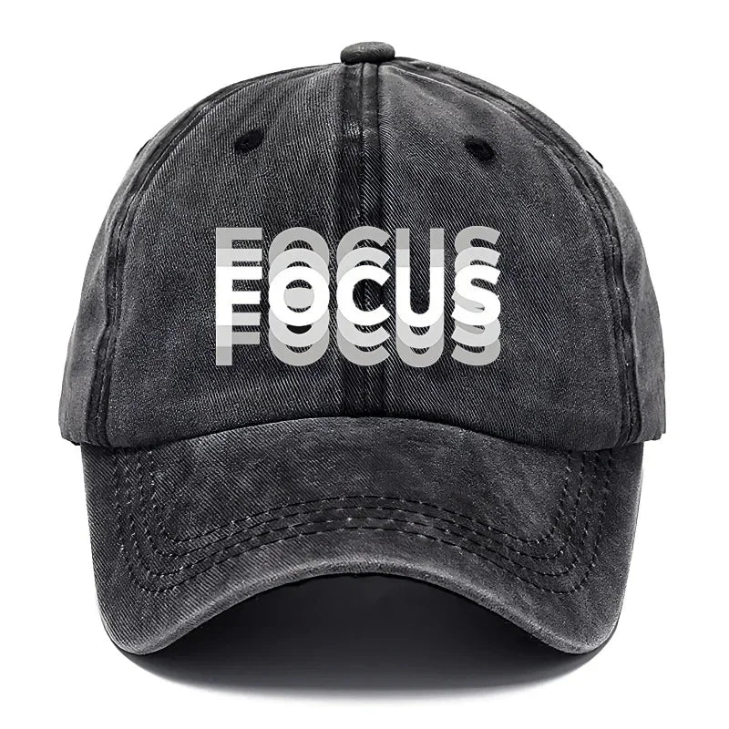 FOCUS Baseballkappe aus gewaschener Baumwolle mit Aufdruck, verstellbar, im klassischen Stil, Sport-Duckbill-Kappe für Damen und Herren
