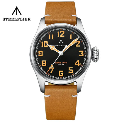 STEELFLIER Official SF740V New Quartz Pilot Series Swiss C3 Luminous 200M Waterproof VH31 Movement Men's Fashion Business Watch