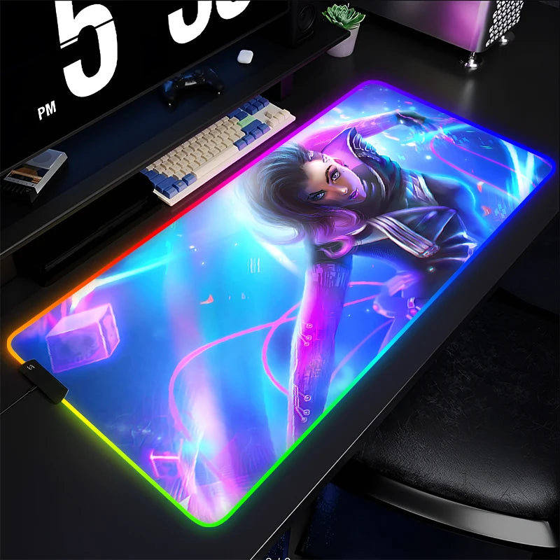 Podkładka gamingowa pod mysz i klawiaturę Overwatch Sombra, mata na biurko LED RGB, gumowa, kawaii, do notebooka