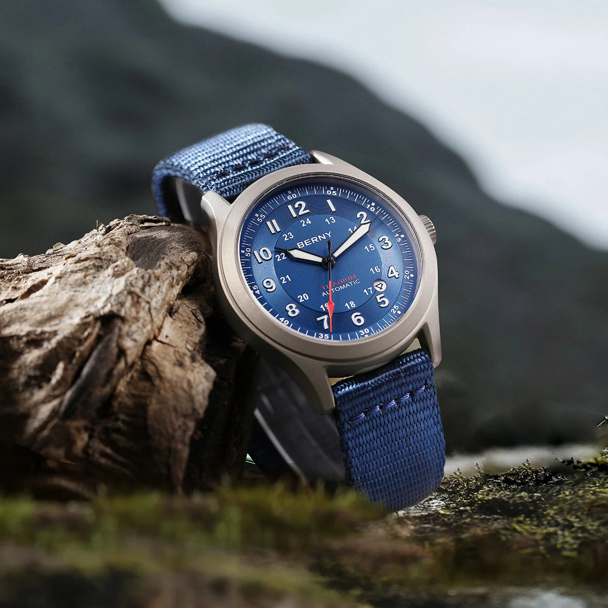 BERNY Titanium Automatic Men's Field Watches Date Sapphire Super Luminous Sports Easy Read Outdoor 10ATM Mechanical Watch