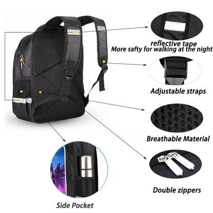 16 Inch Fortnite Cartoon Backpack Unisex for Boys Girls with Dual Zippers Large capacity lightweight student backpack