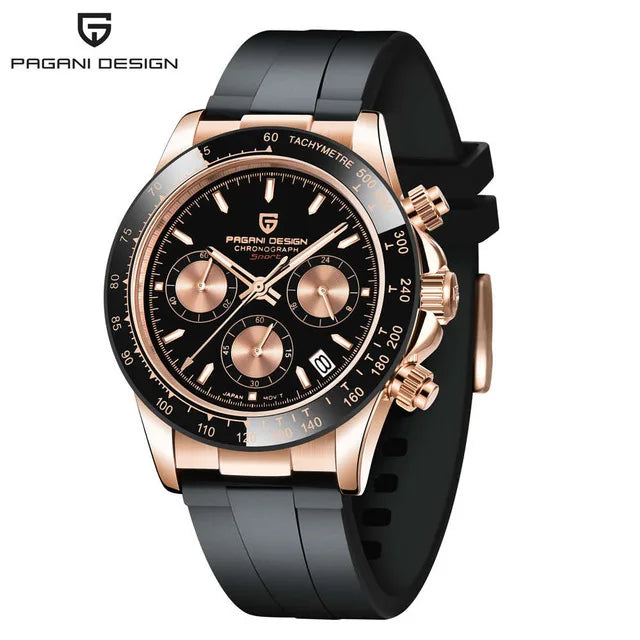 PAGANI DESIGN V2 40MM Relógio masculino de quartzo com mostrador meteorito, safira, cronógrafo retro, impermeável para homem