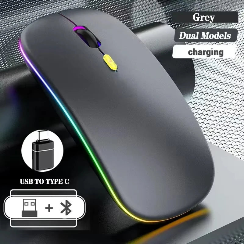 Wireless Mouse Rechargeable Dual Modes Bluetooth-compatible 2.4G USB Computer Mice For Laptop iPad Tablet Notebook Gaming Mouse