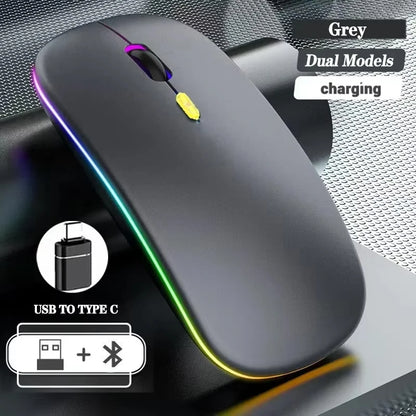 Wireless Mouse Rechargeable Dual Modes Bluetooth-compatible 2.4G USB Computer Mice For Laptop iPad Tablet Notebook Gaming Mouse