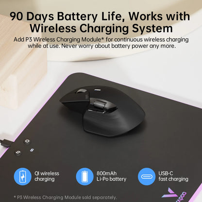 Bezprzewodowa, ergonomiczna mysz Rapoo MT760L/MT760M Multi-mode, akumulatorowa, 4000 DPI, obsługa do 4 urządzeń, Bluetooth