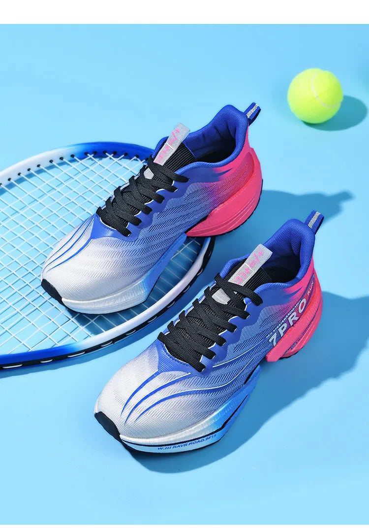 New Men's Carbon Plate Sneakers Outdoor Soft Sole Mesh Sports Shoes Running Shoes Light Anti-Slip Casual Couple Tennis Shoes