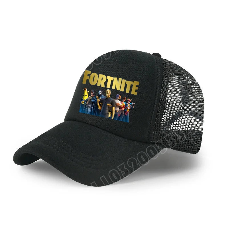 Fortnite-baseballkasket med tegneserieagtigt spilprint til børn, åndbar mesh-sommerkasket med justerbar skygge, fødselsdagsgave til børn