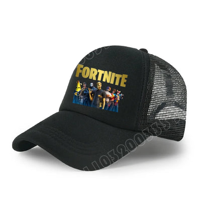 Fortnite-baseballkasket med tegneserieagtigt spilprint til børn, åndbar mesh-sommerkasket med justerbar skygge, fødselsdagsgave til børn
