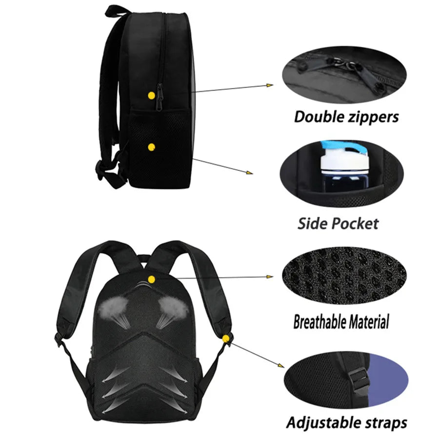 Fortnite Cartoon 3pcs Backpack Set for Boys Girls Unisex Including School Bag Lunch Bag Pencil Case Suitable for ages 5-8