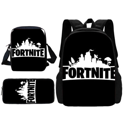 New Game Fortnite Child School Backpack with Shoulder Bag and Pencil Bags, School Bags for Boys and Girls, Best Gift