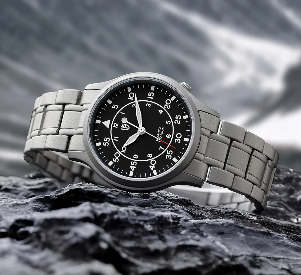 BERNY Titanium Watch For Men AR Coating Sapphire Fashion Wristwatch Luminous VH31 Ultra-thin Quartz Watch Waterproof 5ATM Watch